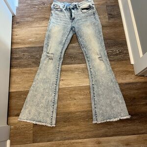 Altar'd State Light Blue Distressed Flare Jeans